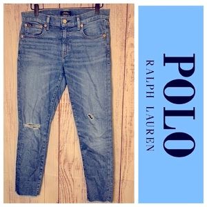 “Tompkins” Distressed Cropped Skinny Jeans  { Polo Ralph Lauren  }